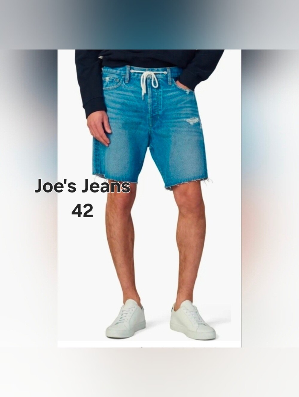 Joe's Jeans Raw Hem Drawstring Waist Denim Shorts Blue 42 MSRP $198